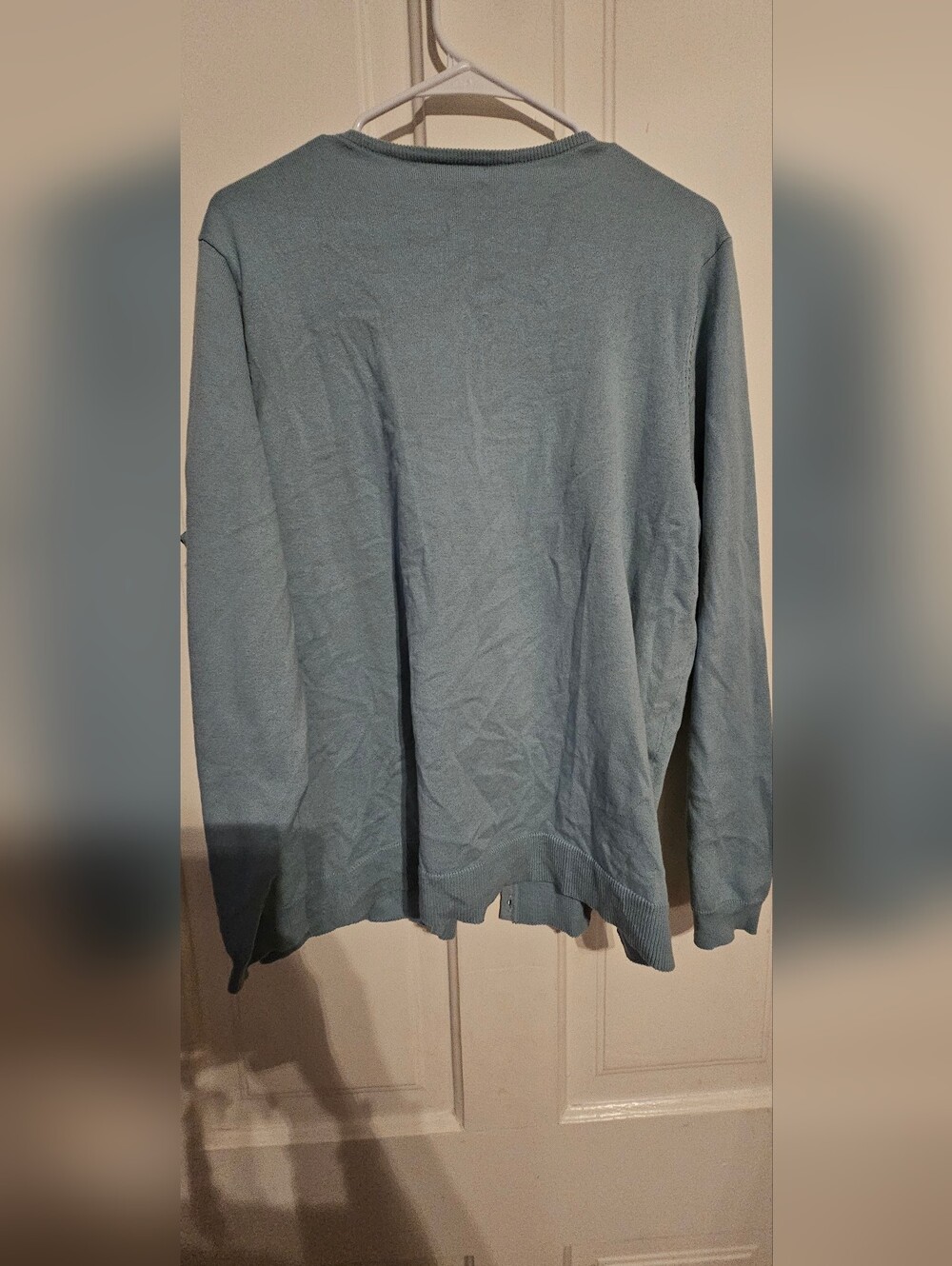 Embroidered Powder Blue Button-Front Cardigan - Picture 2 of 4